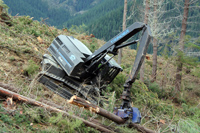 climbmax machine picking up logs on a slope