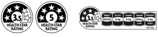example Health Star Rating nutrient labels