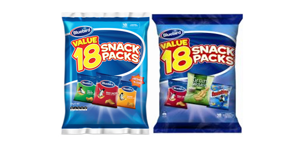 Packets of Bluebird brand value snack packs