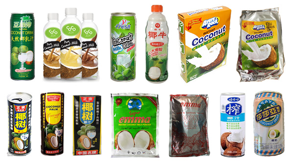 Imported coconut milk drink and coconut milk powder in cans and packets