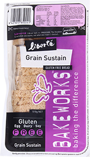 Bakeworks brand Liberte Grain Sustain Gluten Free Bread (510g)