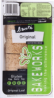 Bakeworks brand Liberte Original Gluten Free Bread (510g)