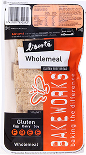 Bakeworks brand Liberte Wholemeal Gluten Free Bread (510g)