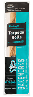 Bakeworks brand Real soft Torpedo Rolls (210g)