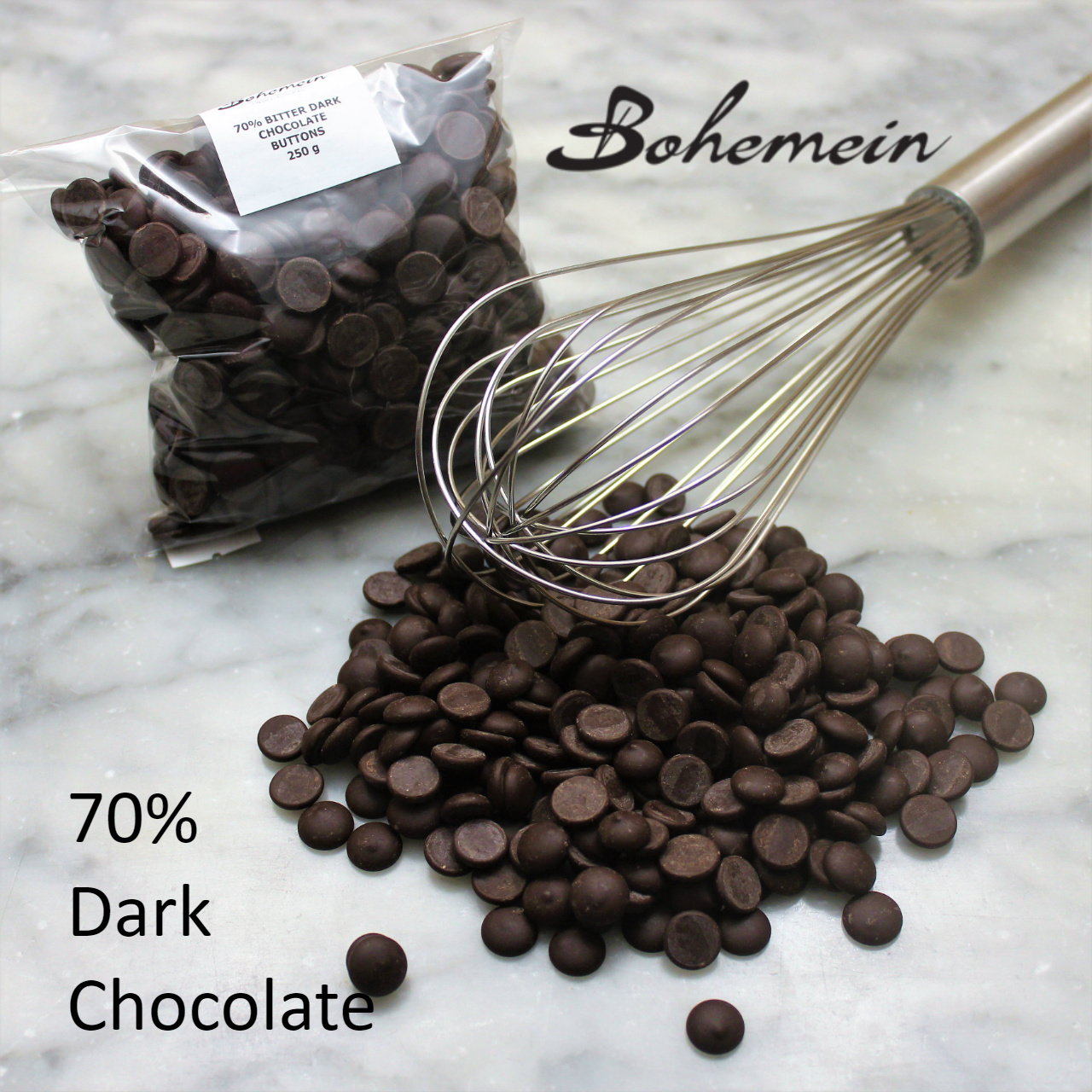 Bohemein Fresh Chocolates brand 70 Dark Chocolate buttons