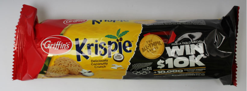 plastic pack of Griffin’s Krispie biscuit 250g