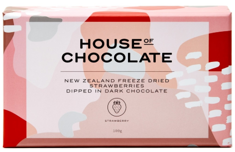 House of Chocolate brand Freeze Dried Strawberries Dipped in Dark Chocolate (100g)