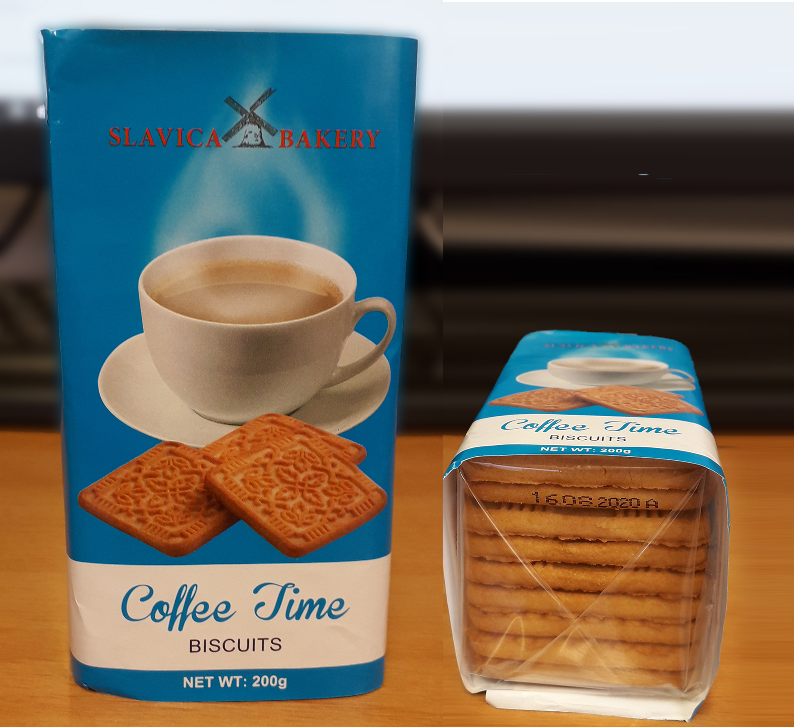 Slavica Bakery brand Coffee Time Biscuits in clear, plastic pack