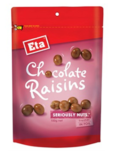 Bag of Eta chocolate raisins