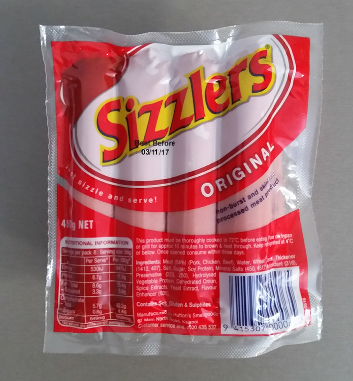 Huttons Smallgoods brand Sizzlers original flavour 450g