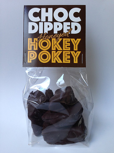 Image of choc dipped honeyed hokey pokey in plastic bag