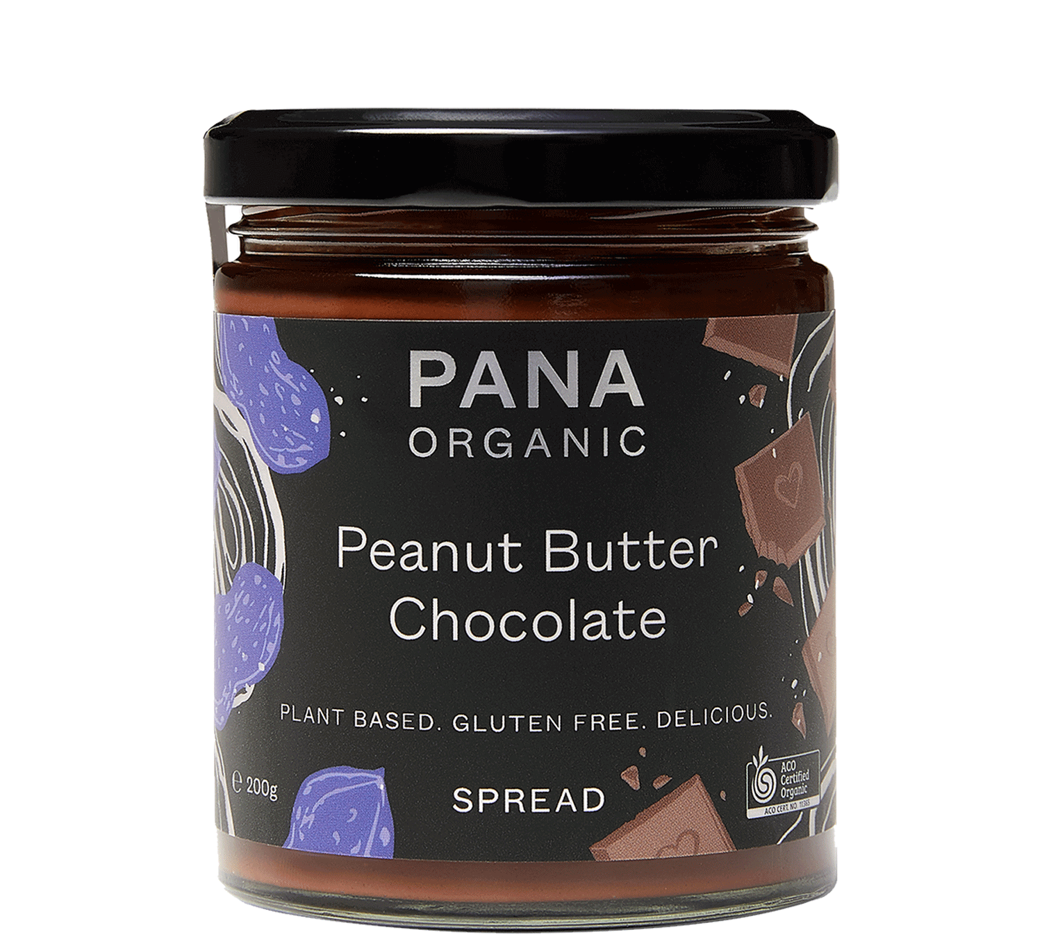 A jar of Pana Organic brand Peanut Butter Chocolate spread (200g)