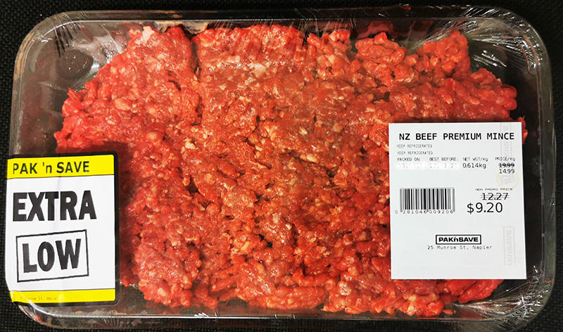 Packet of premium beef mince.