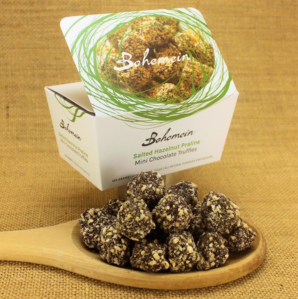 Bohemein brand Salted Hazelnut Praline Mini Chocolate Truffles