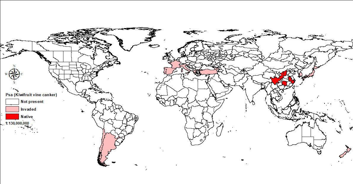 World map showing Psa distribution