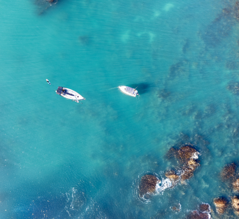 Two boats in the sea