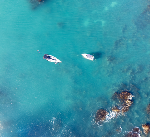 Two boats in the sea