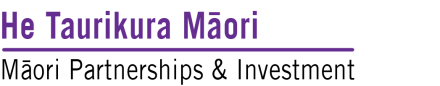 Maori Partnerships and Investment logo 2 line colour te reo